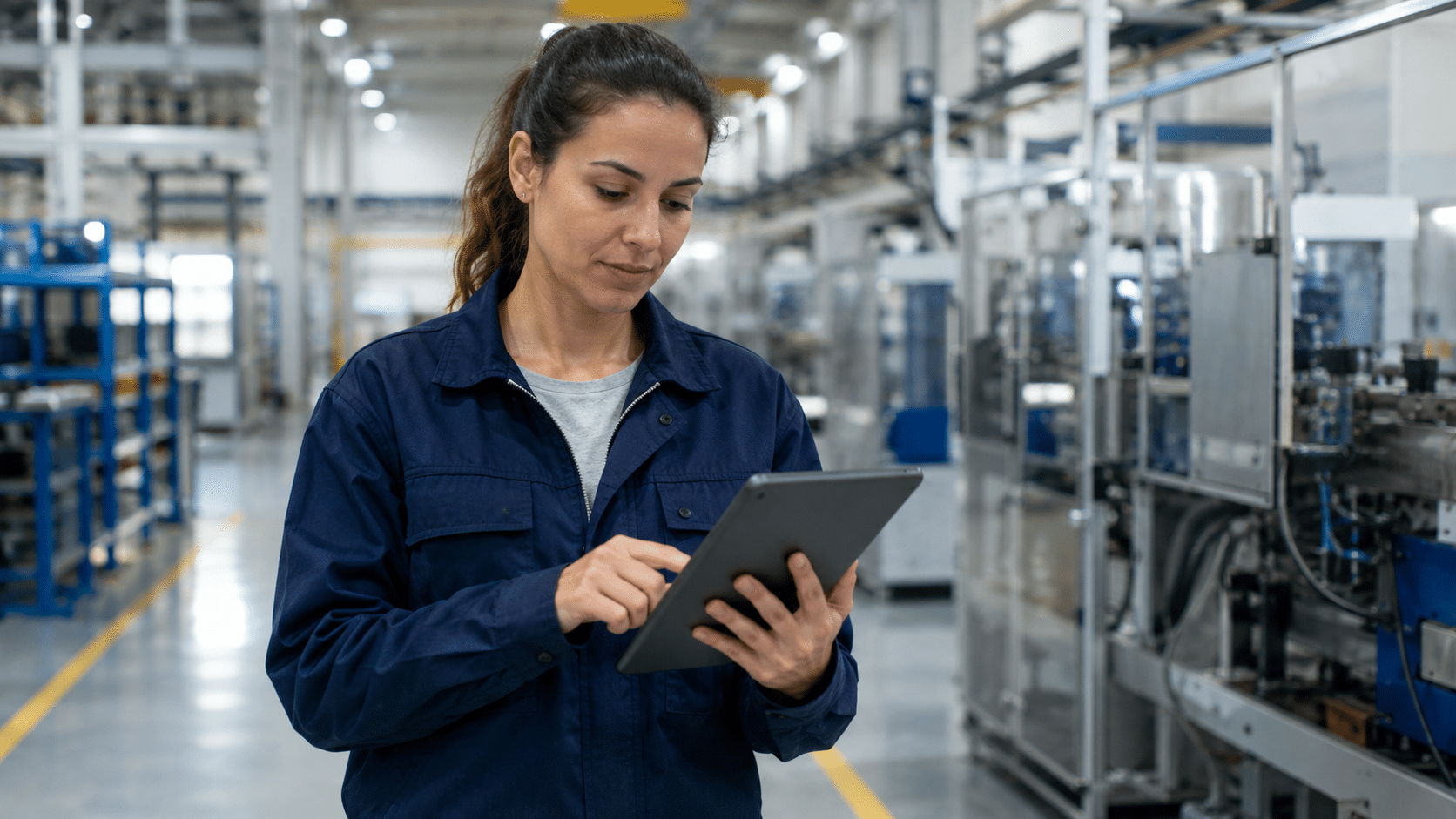 Medewerker met tablet op de productievloer