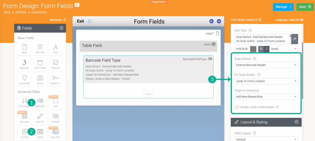 Veldtypes: Barcodescanning instellen - schermafbeelding 3