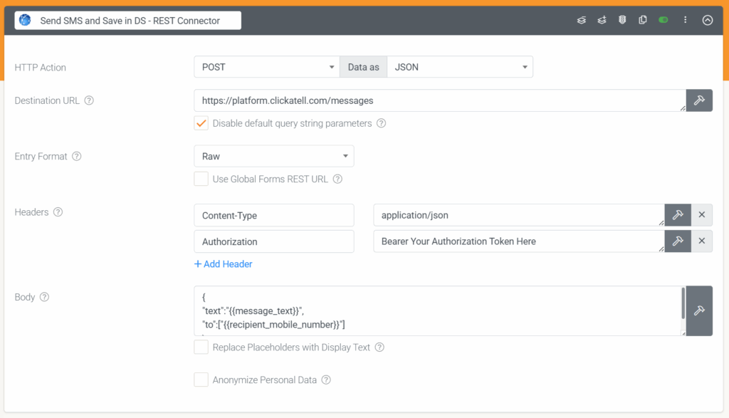 Formulier-connectoren: Formulierconnector – REST 2-stapsscenario - schermafbeelding 3