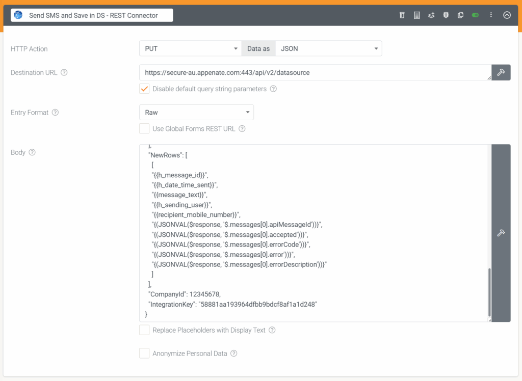Formulier-connectoren: Formulierconnector – REST 2-stapsscenario - schermafbeelding 4