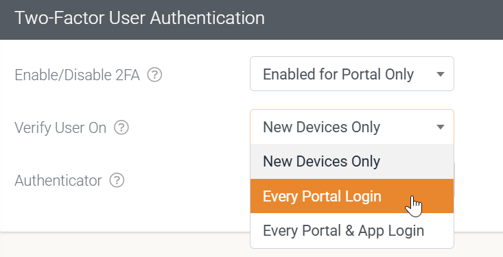 Organisatie & gebruikers: Twee-Factor Authenticatie inschakelen - schermafbeelding 1